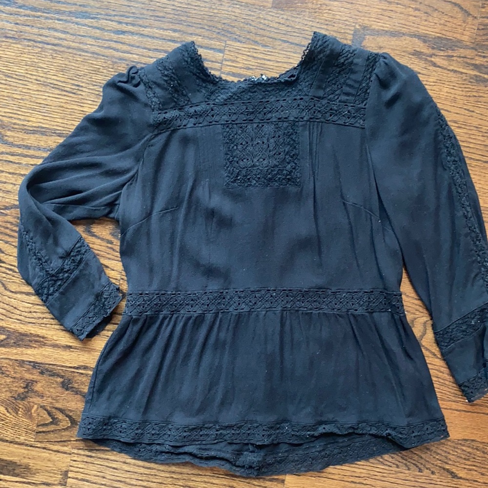 Black Lace Point Sur for J.Crew blouse in Size 10